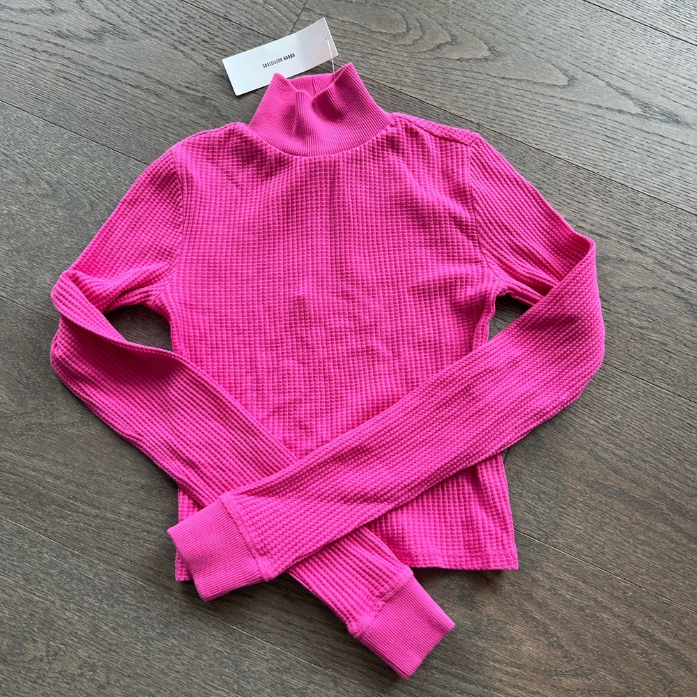 Urban outfitters hot pink waffle turtleneck